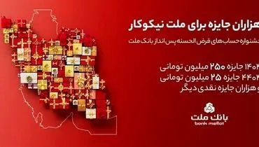 مراسم قرعه‌کشی جشنواره حساب‌های قرض‌الحسنه پس‌انداز بانک ملت 23 مهرماه برگزار می شود