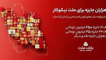 مراسم قرعه‌کشی جشنواره حساب‌های قرض‌الحسنه پس‌انداز بانک ملت 23 مهرماه برگزار می شود