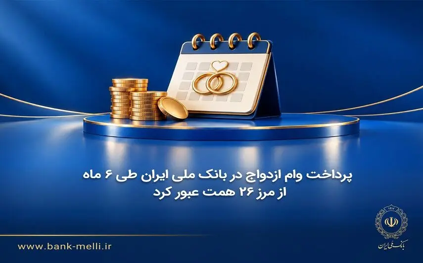 پرداخت وام ازدواج در بانک ملی ایران طی ۶ ماه از مرز ۲۶ همت عبور کرد 