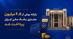 یارانه بیش از ۶.۵ میلیون مشتری بانک ملی ایران پرداخت شد